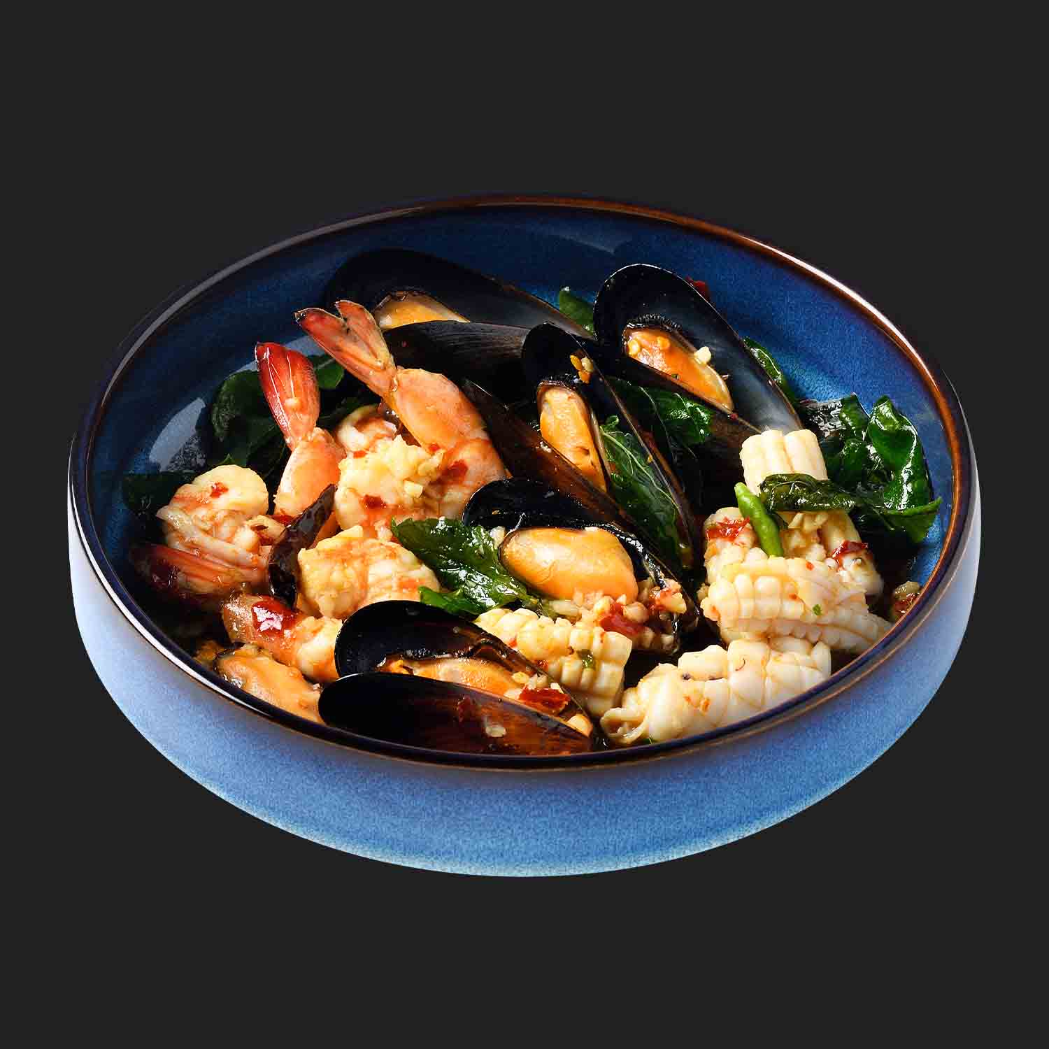 ผัดกะเพรากุ้ง